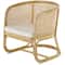 25" x 29" x 28" Light Brown Rattan Woven Rounded Accent Chair with White Fabric Cushion
